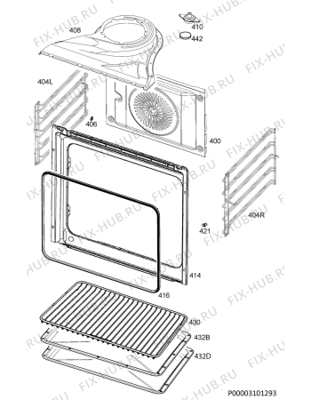 Взрыв-схема плиты (духовки) Electrolux EEC6610DOX - Схема узла Oven